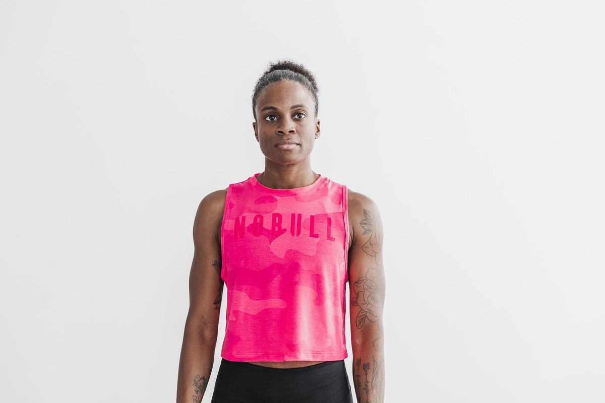 Nobull Muscle Neon Women's Tank Tops Pink Camo | Australia (AH5603)